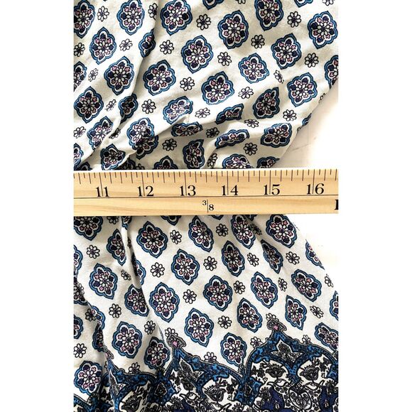 Lulus Bright Alright Ivory Blue Print Romper Surplice Bodice Open Back Sz XL - Picture 6 of 10